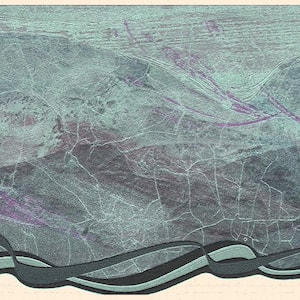 Falkirk Dandy II Teal Purple Brush Strokes Abstract Peel and Stick Wallpaper Border