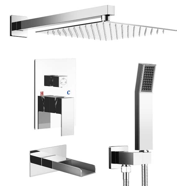 Single Handle 3-Spray 10 in. Shower Faucet 2.0 GPM with Pressure Balance, Anti Scald in Polish Chrome
