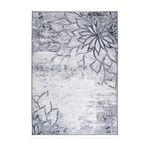 World Rug Gallery Modern Large Non-Slip (Non-Skid) Gray 24 in. x 120 in.  Floral Runner Rug 505Gray2x10 - The Home Depot