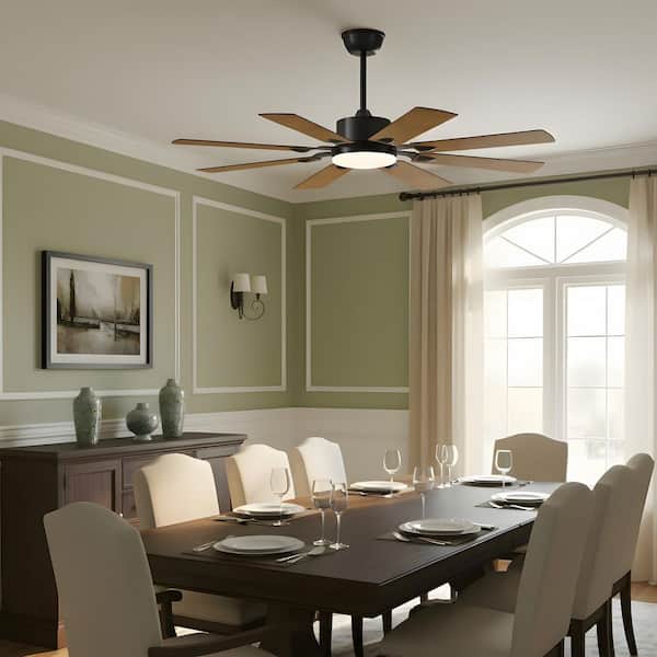 61.8 in. LED Indoor Black Industrial Style Ceiling Fan with 3 CCT and Remote Control