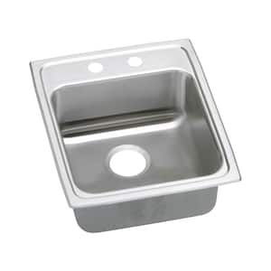 Lustertone Drop-In Stainless Steel 17 in. 2-Hole Single Bowl ADA Compliant Kitchen Sink with 6 in. Bowl