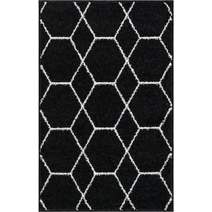 Trellis Frieze Black Doormat 2 ft. x 3 ft. Geometric Area Rug