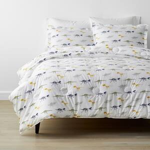 Company Kids Dinosaur Fossils 3-Piece Multicolored Organic Cotton Percale Full Comforter Set