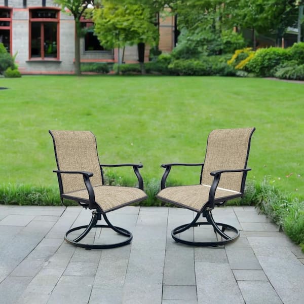 FIROMO 2-Piece Black/Brown Wicker Swivel Glider, Lounge Chair Outdoor Rocking Chair for Front Porch Backyard Deck