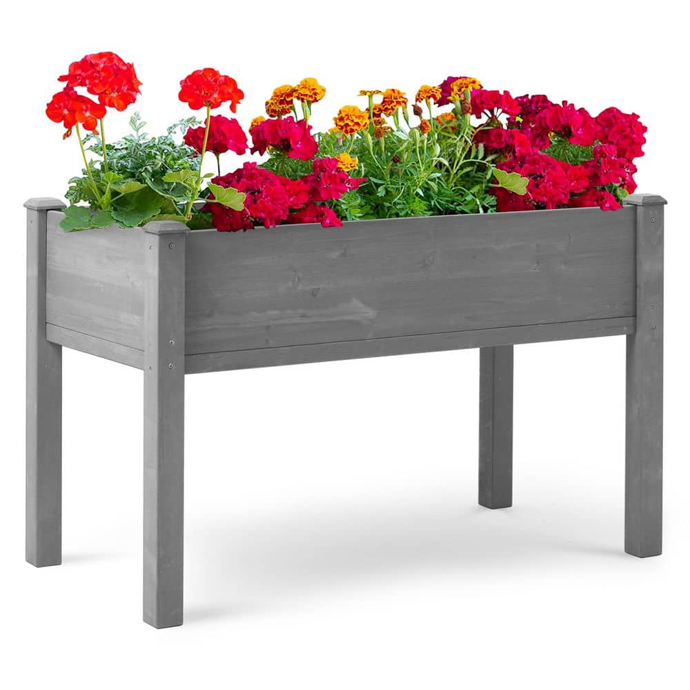 48 in. L x 24 in. W x 30 in. H Gray Wood Raised Garden Bed with Legs Elevat