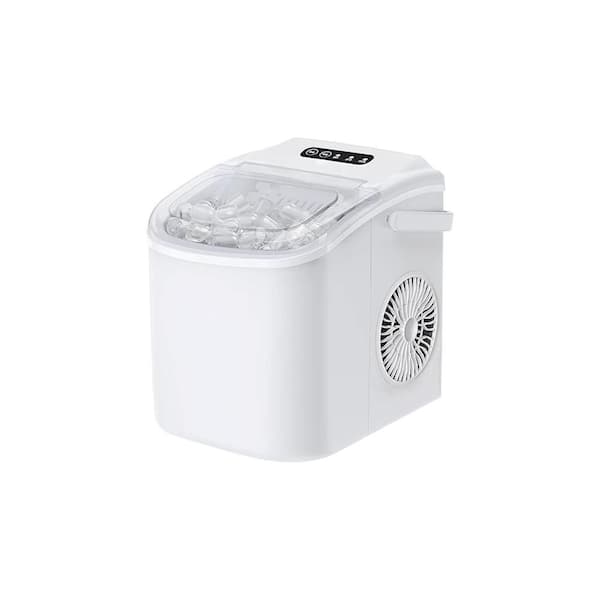 8.8 in. Ice Production Per Day 26 lbs. Bullet Portable Ice Maker in White with Transparent Cover, 2-Sizes Ice Cubes