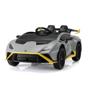24-Volt Licensed Lamborghini Kids Ride On Car With Remote Control Electric Kids Drift Car Toy in Gray