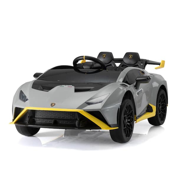 TOBBI 24-Volt Licensed Lamborghini Kids Ride On Car With Remote Control Electric Kids Drift Car Toy in Gray