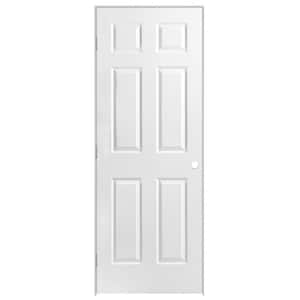 28 in. x 80 in. 6-Panel Right-Handed Hollow-Core Smooth Primed Composite Single Prehung Interior Door