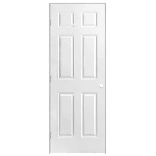 Masonite 24 in. x 80 in. 6 Panel Right-Handed Primed Composite Solid Core Single Prehung Interior Door 4-9/16 in. Flat Jamb