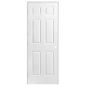 28 in. x 80 in. 6 Panel Right-Handed Primed Composite Solid Core Single Prehung Interior Door 4-9/16 in. Flat Jamb