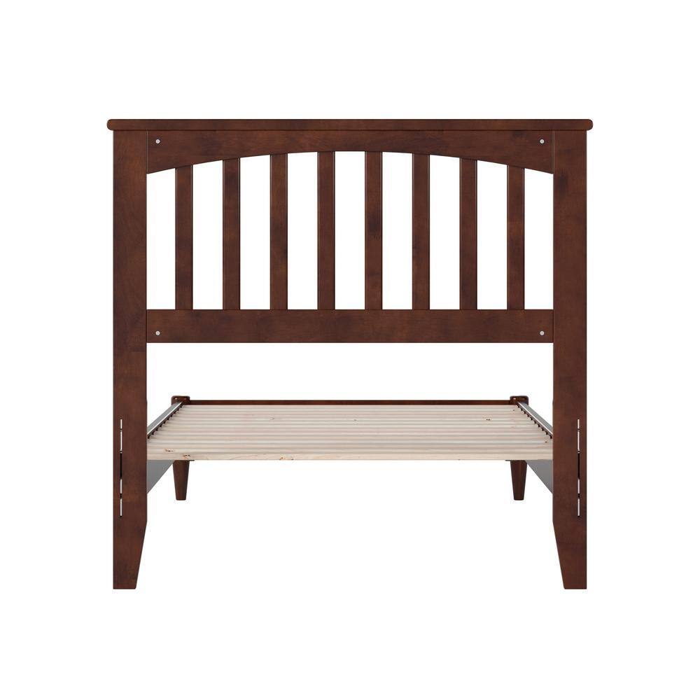 Becket Twin XL Walnut Wood Low Profile Platform Bed with Headboard