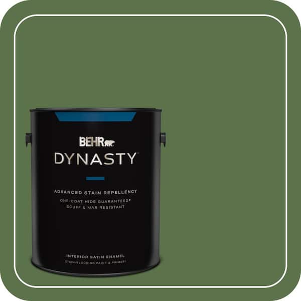 BEHR DYNASTY 1 gal. #MQ6-48 Hummingbird Green One-Coat Hide Satin Enamel Stain-Blocking Interior Paint and Primer