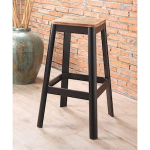 Jacotte 30 in. Natural and Black Bar Stool