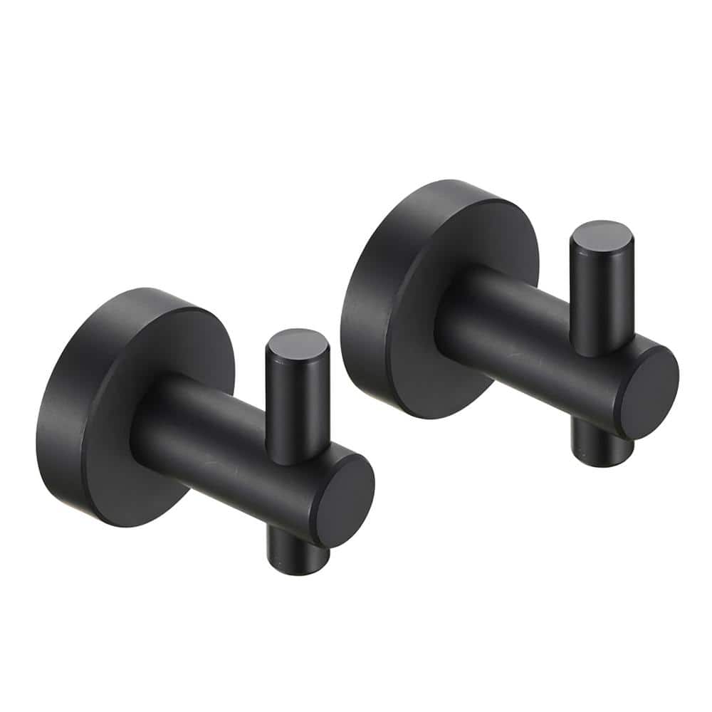 JimsMaison 2Piece Wall Mounted JHook Robe/Towel Hook in Matte Black