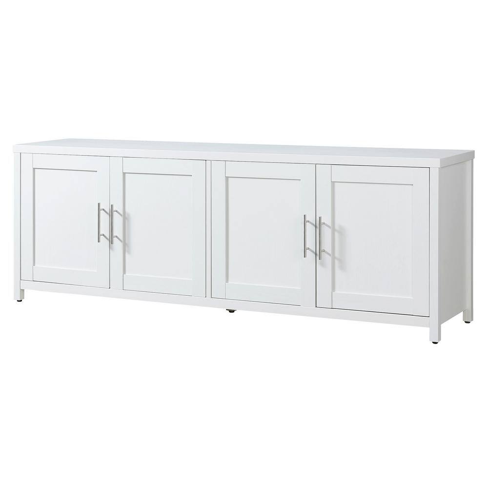 White Rectangular TV Stand with Cabinets for 75" TVs