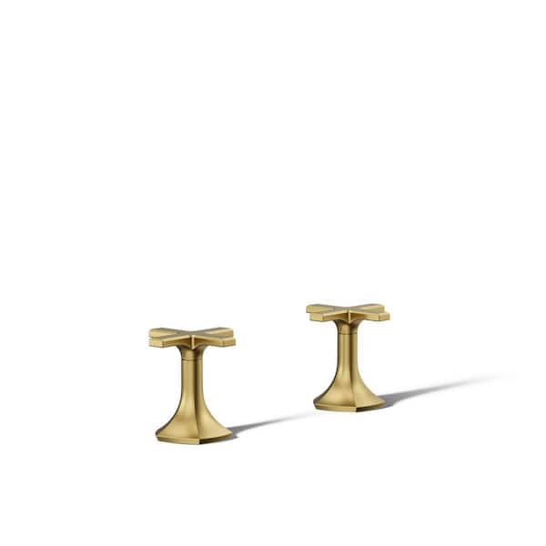 Occasion Deck-Mount Cross Bath Faucet Handles, Vibrant Brushed Moderne Brass