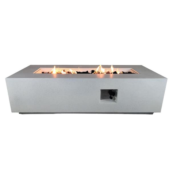 SIMPLE RELAX Outdoor Fire Pit Table in White Stone