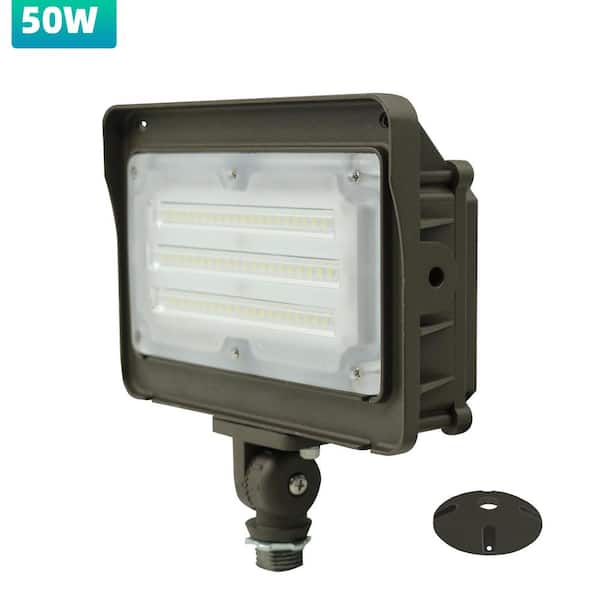 Forskelle Miniature Ægte WYZM 50-Watt 120-Degree Bronze Outdoor Integrated LED Flood Light with  Photocell Dusk to Dawm 5000K 6000 Lumens FL50-B - The Home Depot