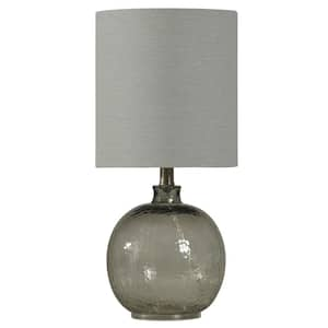 20 in. Smoke Table Lamp with White Hardback Fabric Shade