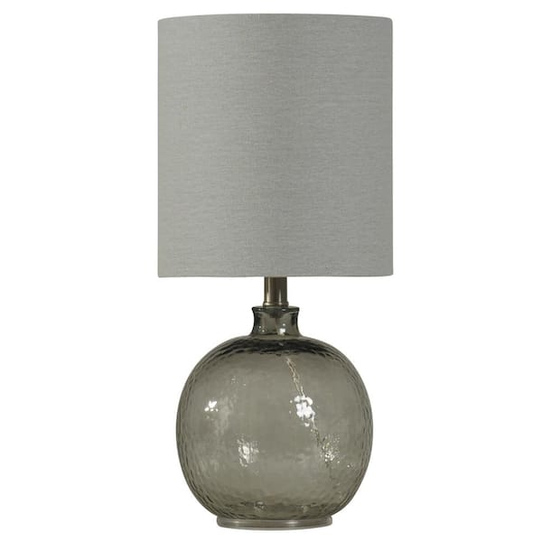StyleCraft 20 in. Smoke Table Lamp with White Hardback Fabric Shade