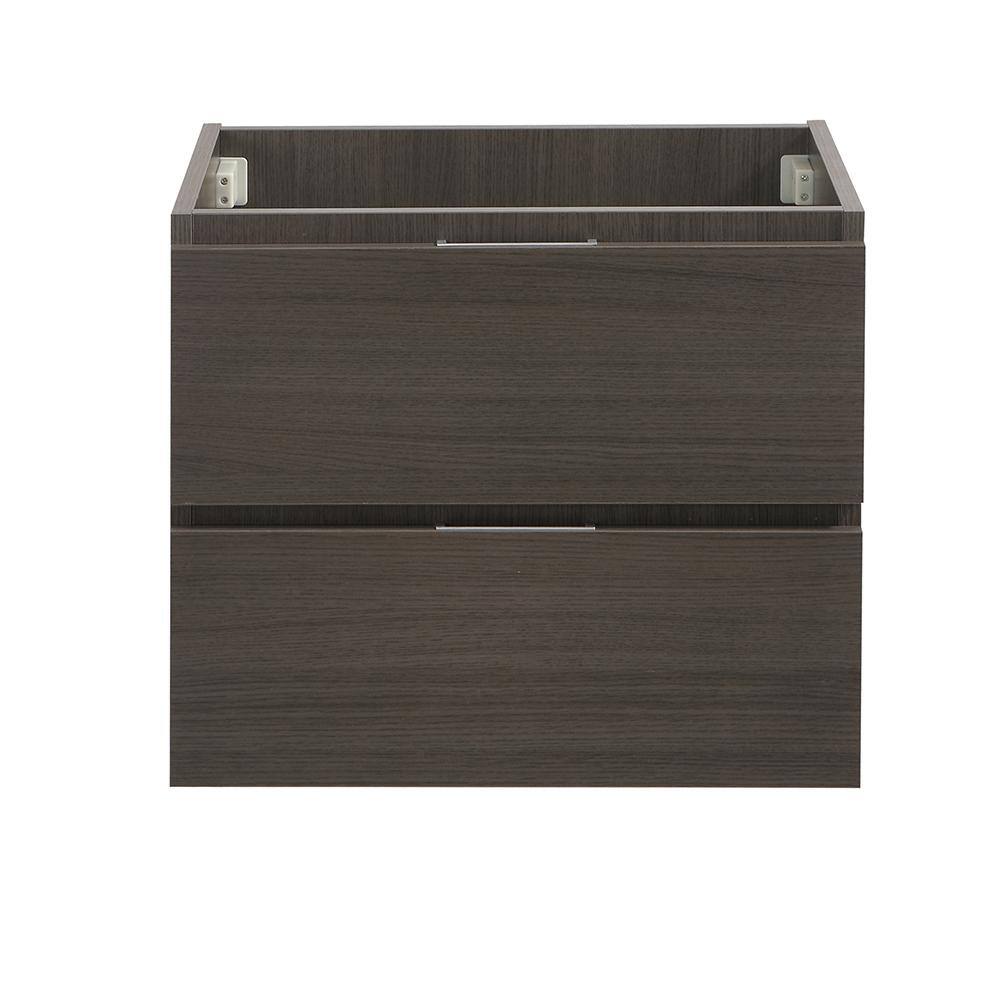 Gray Oak 24" Wall Mount Single Sink Vanity Base with Soft-Closing Drawers