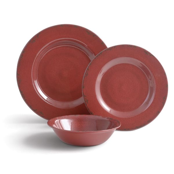 Spice by Tia Mowry Floral Cinnamon Twist 12 Piece Melamine Dinnerware Set  in Assorted Colors