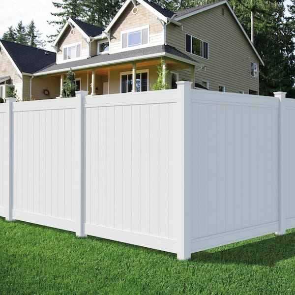 Veranda Pro Series 5 in. x 5 in. x 6 ft. White Vinyl Woodbridge Routed End Fence Post