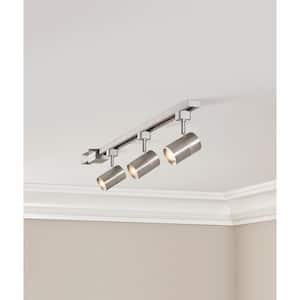 4-ft. 3-Light Brushed Nickel Integrated LED Linear Track Lighting Kit with Mini Cylinder Track Heads