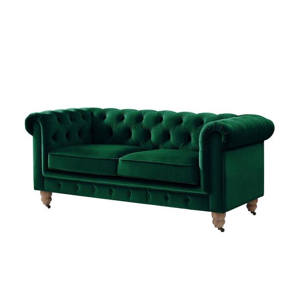 Rustic Manor Macey 33.5 in. Hunter Green Velvet 2-Seats Loveseats with ...