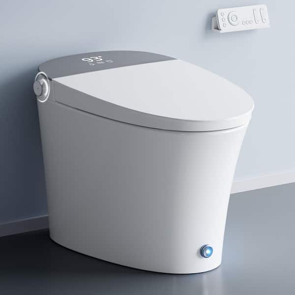 Elongated Smart Bidet Toilet 1.27 GPF in White with Auto Open/Close Lid, Auto/Kick Flush, Heated Seat, UV Sterilization