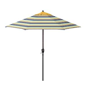 9 ft. Bronze Aluminum Market Patio Umbrella with Crank Lift and Autotilt in Canary and Captiva Admiral Pacifica Premium