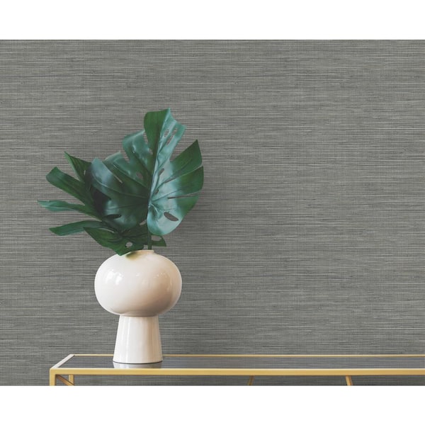 Winn Charcoal Faux Grasscloth Wallpaper