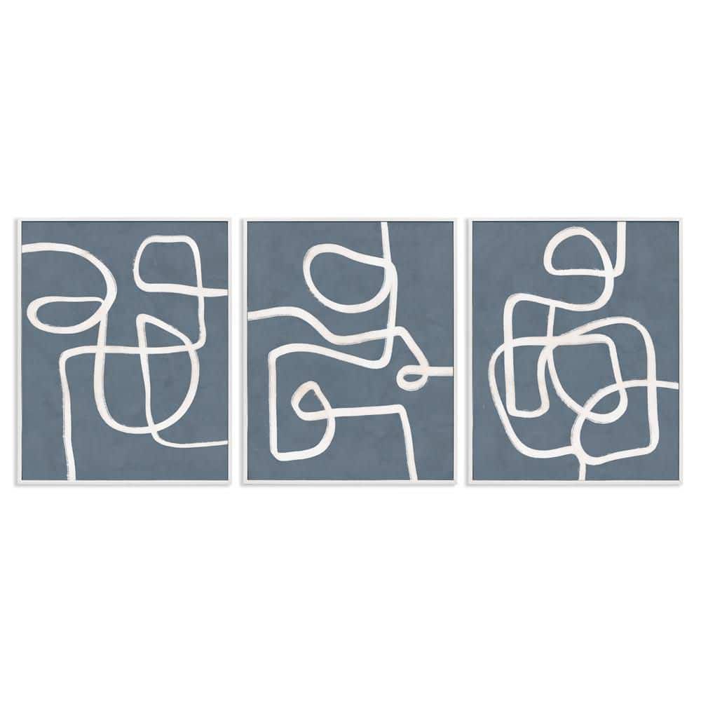 Squiggles on Grey by Nina Blue 3-Pieces White Framed Abstract Giclee Art Print 30 in. x 24 in. price history on PriceWatchPro