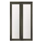 60 in. x 80.50 in. 1-Lite 1-Panel Iron Age Finished MDF Sliding Door