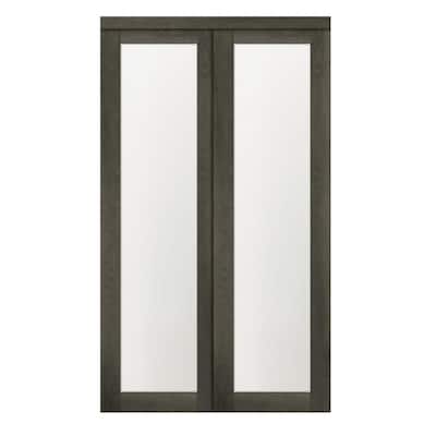 60 in. x 80.50 in. 1-Lite 1-Panel Iron Age Finished MDF Sliding Door