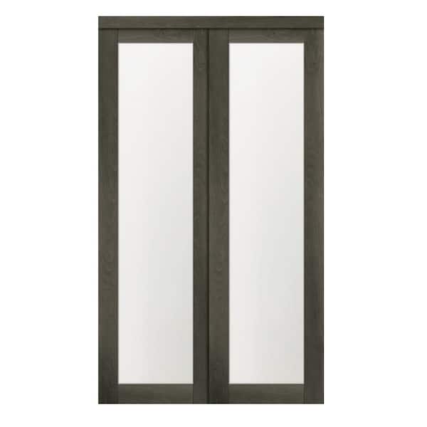TRUporte 60 in. x 80.50 in. 1-Lite 1-Panel Iron Age Finished MDF Sliding Door