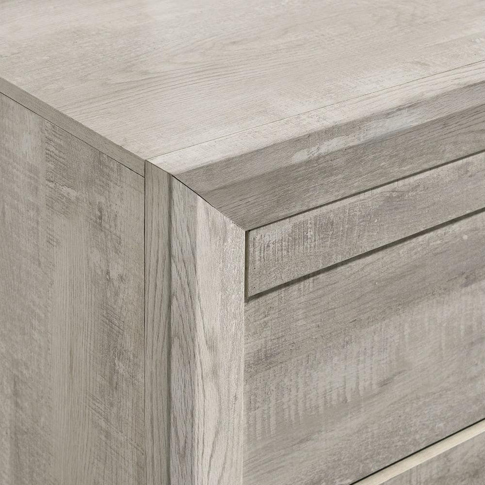 Ash White 5-Drawer Chest with Black Pulls