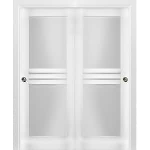 7222 36 in. x 80 in. 1 Panel White Finished MDF Sliding Door with Closet Bypass Hardware