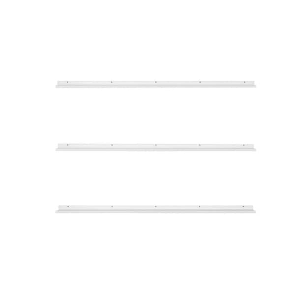 56"W x 5.7"D x 2"H Picture Ledge Shelf,White Floating Shelves Set of 3,Wood Wall Shelves with Lip,3 Different Width