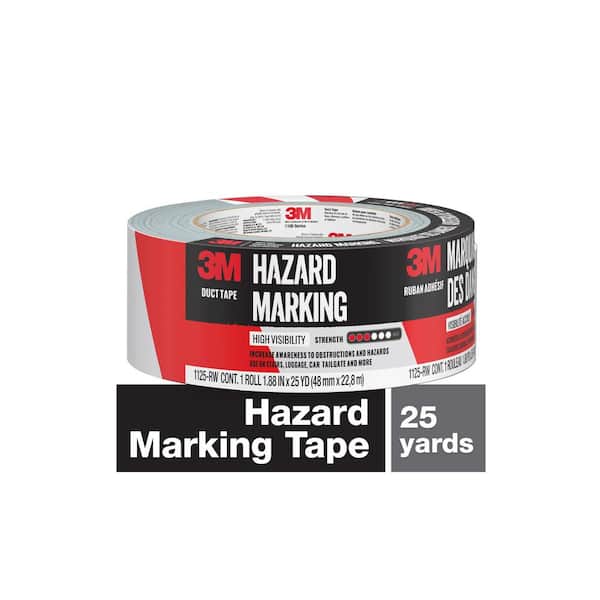 3M 1.88 in. x 25 yds. Red/White Hazard Marking Duct Tape 1125-RW