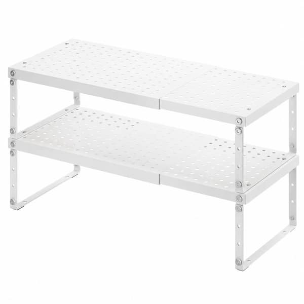 Expandable 2 Shelf Black Metal Countertop Spice Rack Adjustable Height Stackable Kitchen Organizer