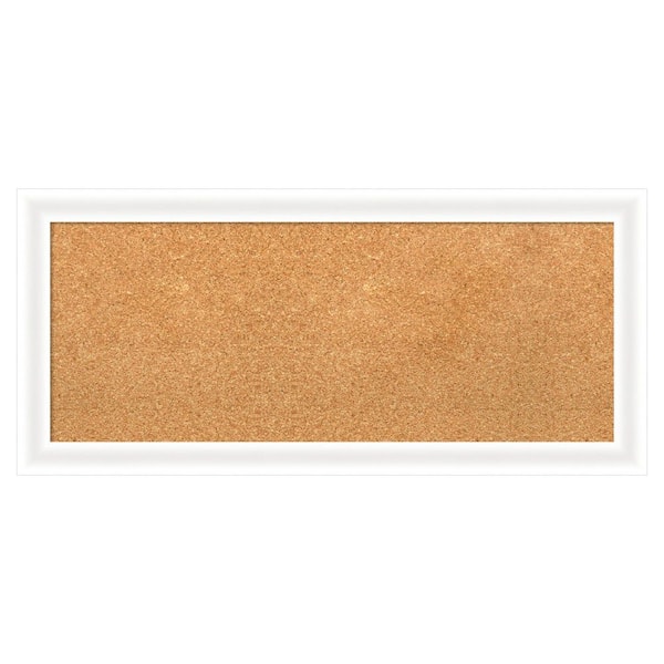 Oliver White Narrow 33 in. x 15 in. Wood Framed Natural Cork Memo Board