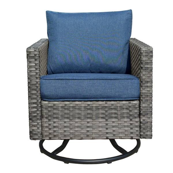 XIZZI Metis 10-Piece Wicker Outdoor Patio Fire Pit Sectional Sofa Set and  with Navy Blue Cushions and Swivel Rocking Chairs FPYZBR70-NB - The Home  Depot