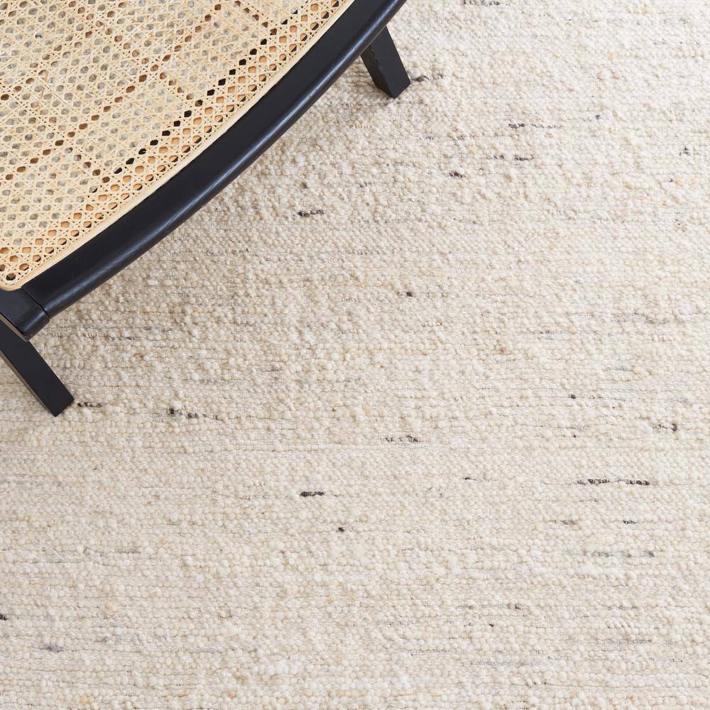 Ivory Flat Woven Square Wool Area Rug