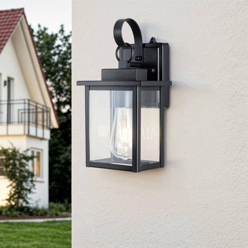 Matte Black Dimmable Outdoor Wall Sconce with Clear Glass