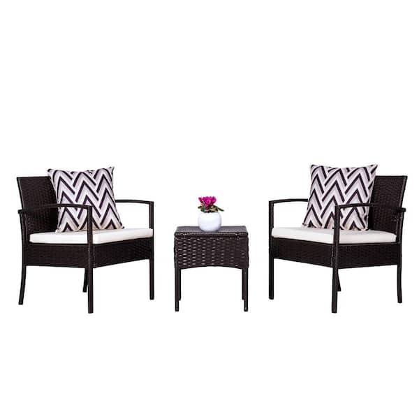 Vifah Cyrus 3-Piece Wicker Patio Conversation Set with Cushion