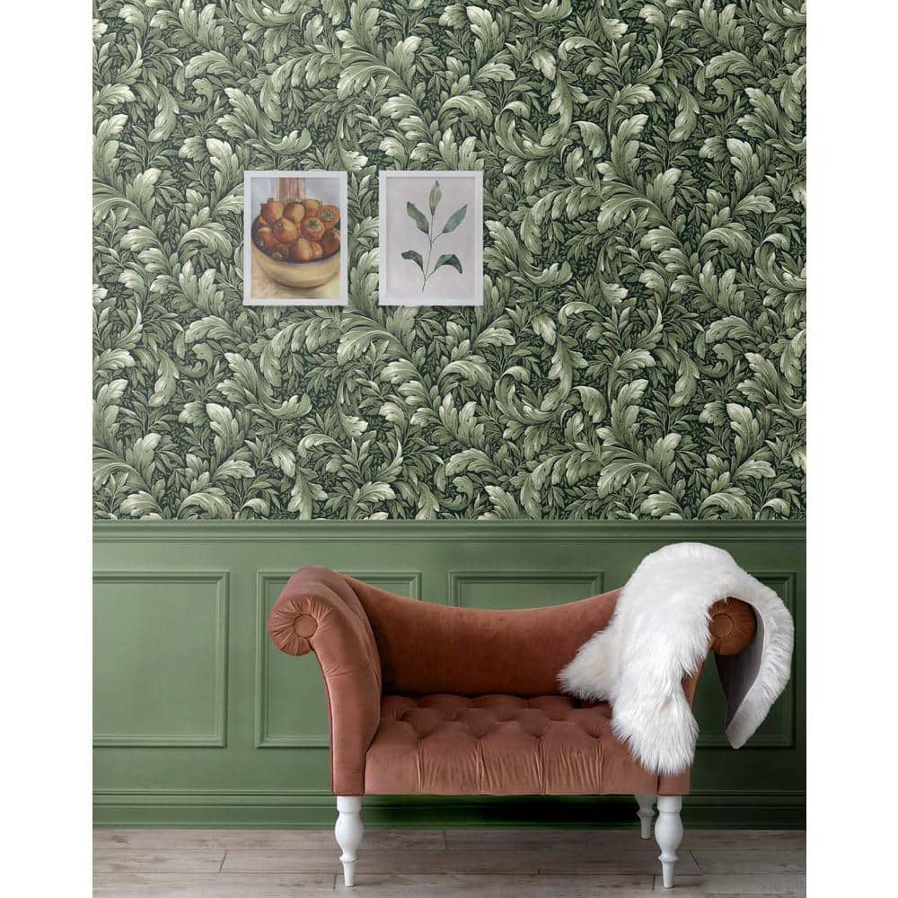 Forest Green Vinyl Peel and Stick Wallpaper Roll