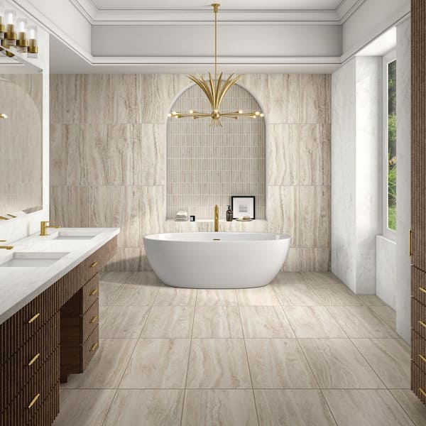Calligo Almond 15 in. x 30 in. Glazed Ceramic Porcelain Floor and Wall Tile (16.35 sq. ft./case)