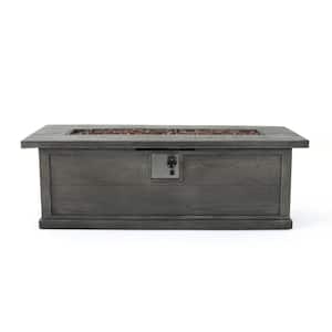 56 in. 50,000 BTU Rectangular MGO Concrete Gas Outdoor Patio Fire Pit Table in Gray
